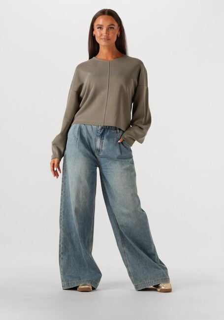 Olijf SUMMUM Wijde broek TROUSERS WASHED MODAL SCUBA - large