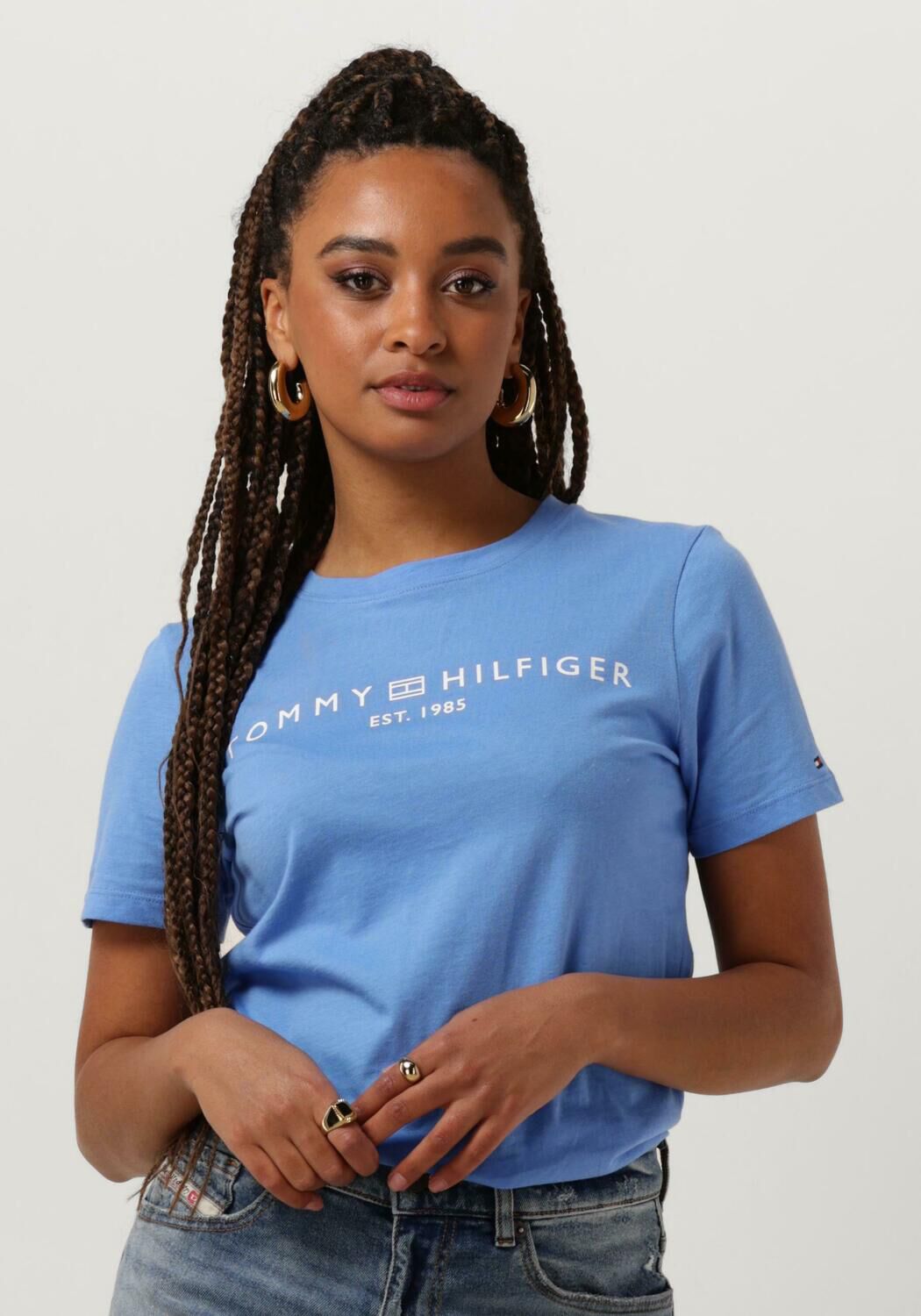 TOMMY HILFIGER Dames Tops & T-shirts Rec Corp Logo C-nk Lichtblauw