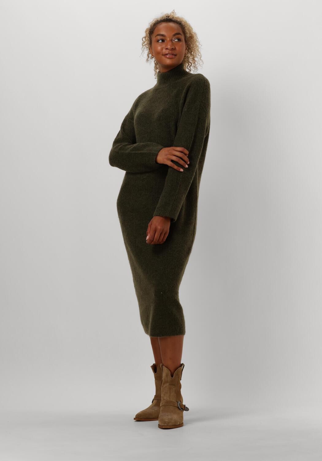 Selected Femme Gebreide jurk van wolmix met opstaande kraag model 'MALINE'