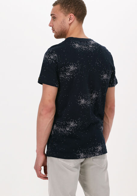 Donkerblauwe PME LEGEND T-shirt SHORT SLEEVE V-NECK SLUB JERSEY AOP - large