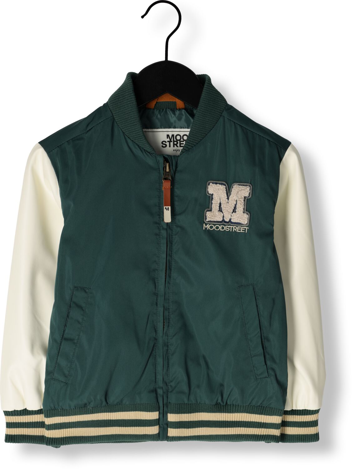 Moodstreet baseball jacket groen offwhite Jas Jongens Polyester Opstaande kraag 134 140
