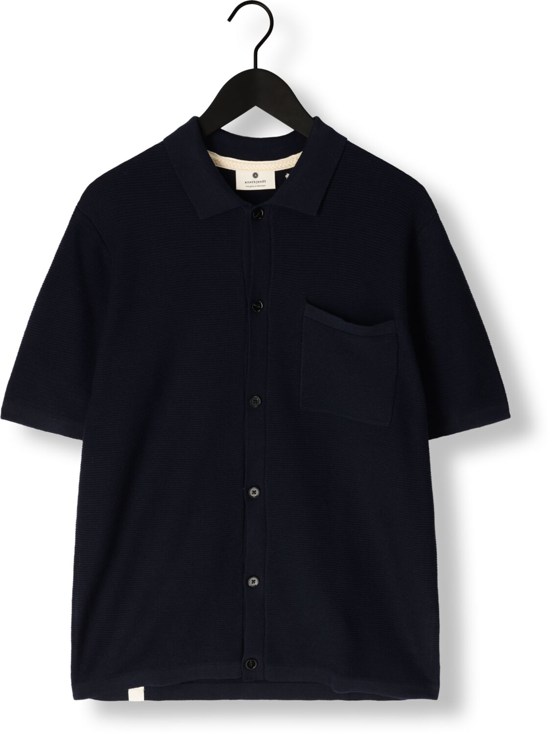 ANERKJENDT Heren Polo's & T-shirts Aksvend S s Knit Shirt Donkerblauw