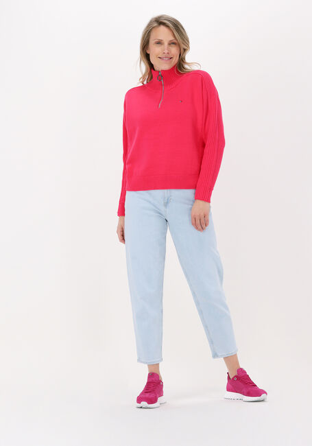 Roze TOMMY HILFIGER Trui ZIP-UP HIGH-NK SWEATER - large
