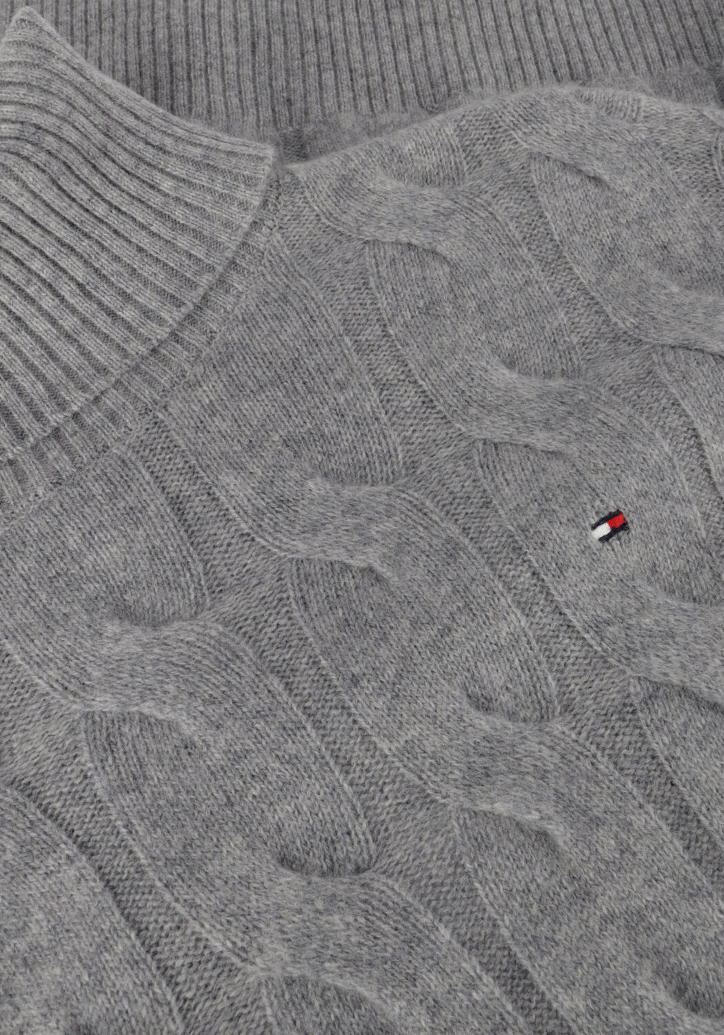 Grijze TOMMY HILFIGER Coltrui SOFT WOOL CABLE ROLL-NK SWEATER - large