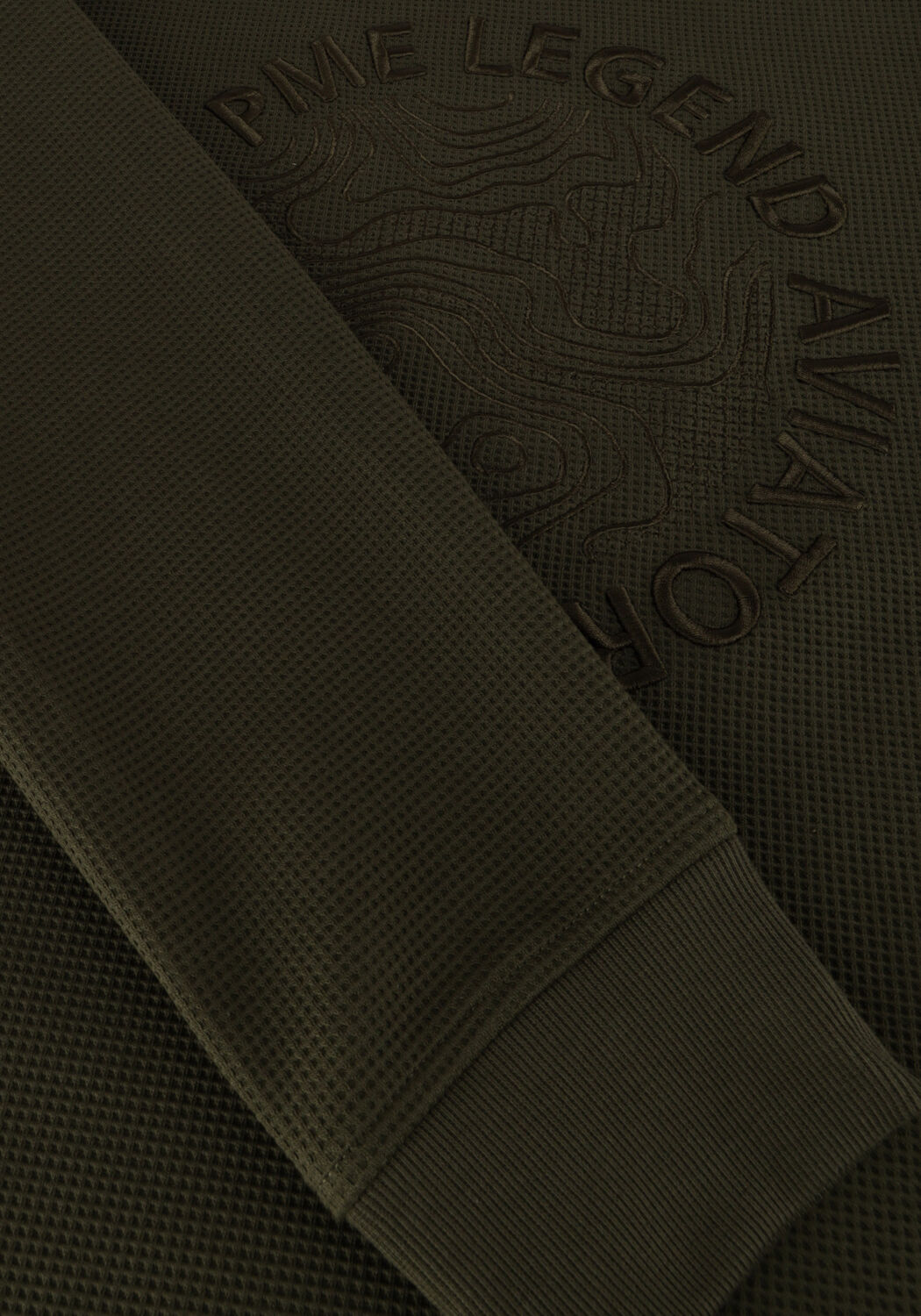 Groene PME LEGEND Trui CREWNECK WAFFLE JERSEY - large