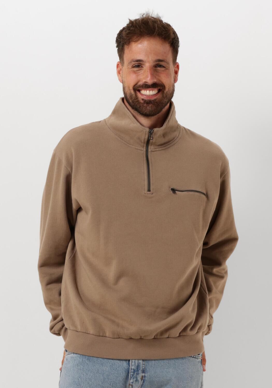 FORÉT Forét Heren Truien & Vesten Log Half Zip Sweatshirt Taupe