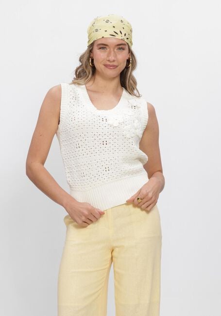 Beige SELECTED WOMEN Top SLFKARLA SL KNIT U-NECK TOP - large