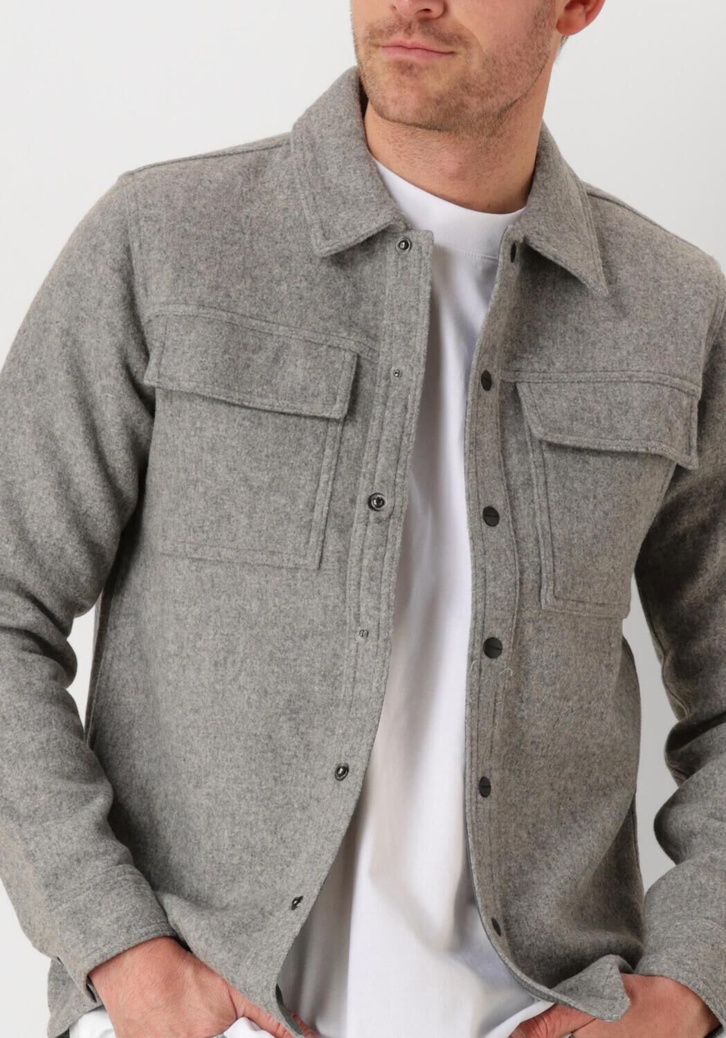 PURE PATH Heren Overshirts Regular Fit Shirts Over203 Grijs
