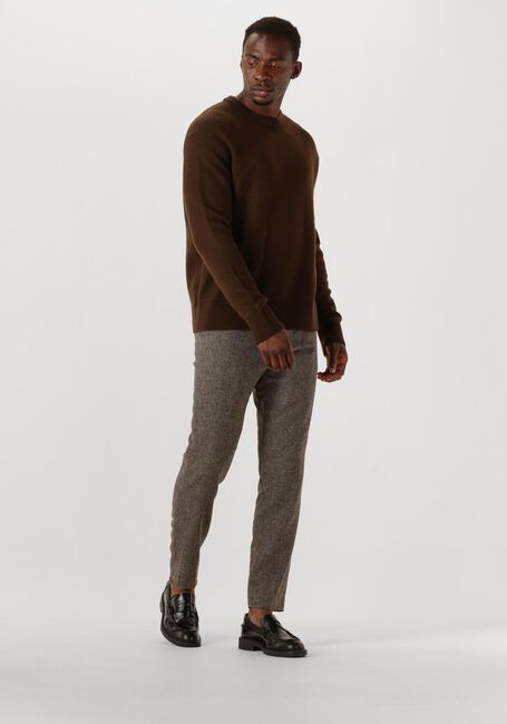Bruine SELECTED MEN Trui SLHARNE LS KNIT RELAXED WOOL CREW NECK - large
