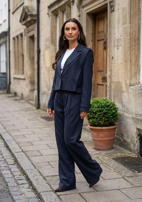 Donkerblauwe CO'COUTURE Pantalon MARIN PLEAT LONG PANT - large