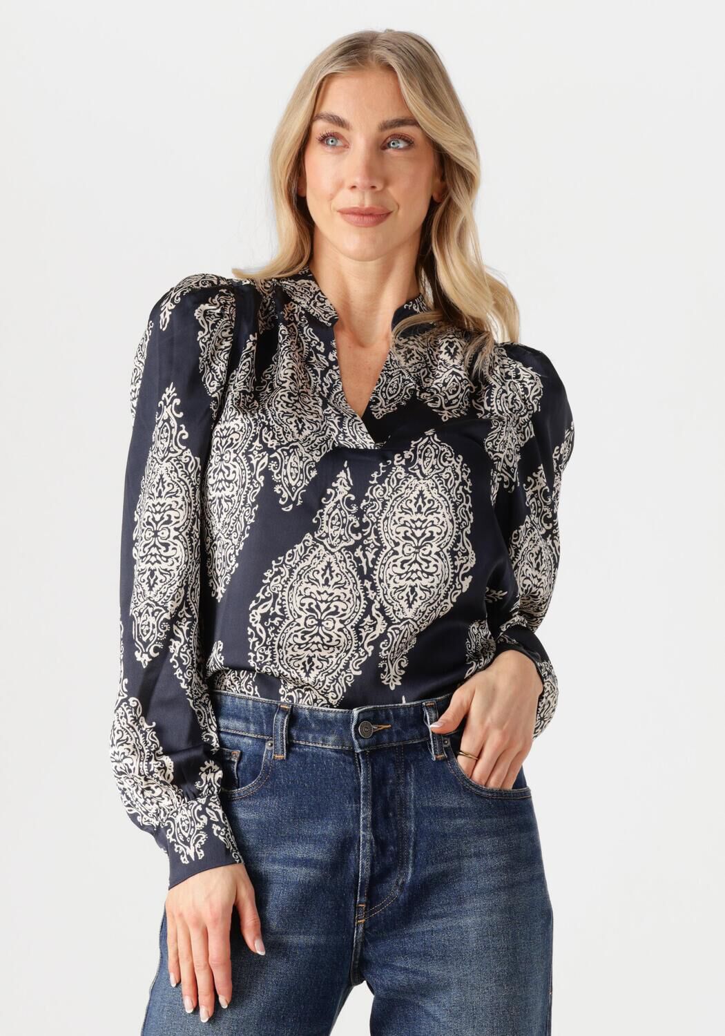 NEO NOIR Dames Blouses Rosslyn Paisley Drop Blouse Donkerblauw