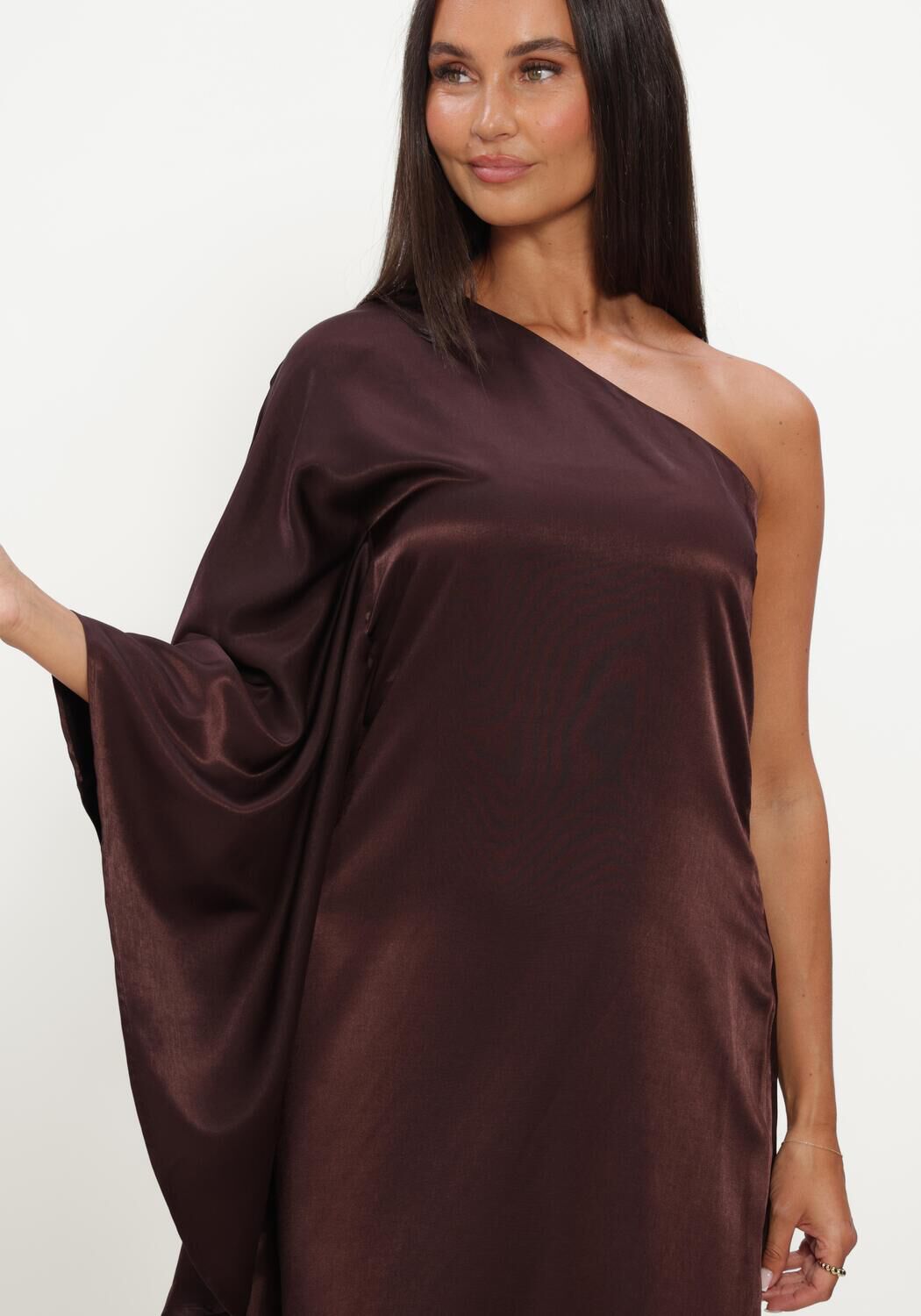 Bruine MY ESSENTIAL WARDROBE Midi jurk MWESTELLE ASYMMETRIC DRESS - large