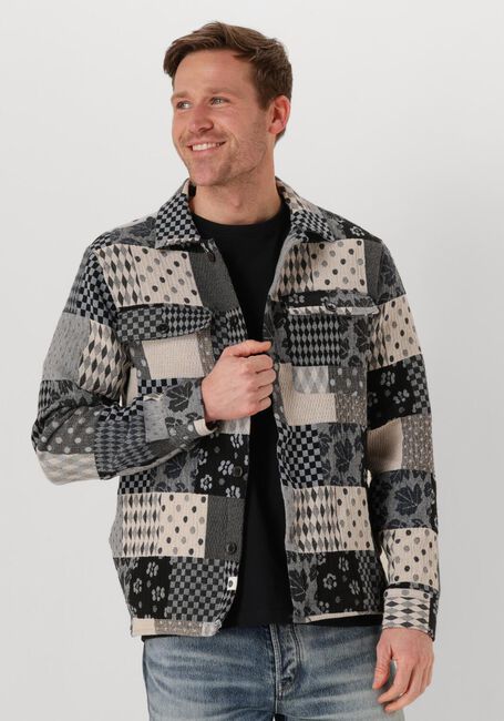 Blauwe ANERKJENDT Overshirt AKOSCAR PATCHWORK OVERSHIRT - large