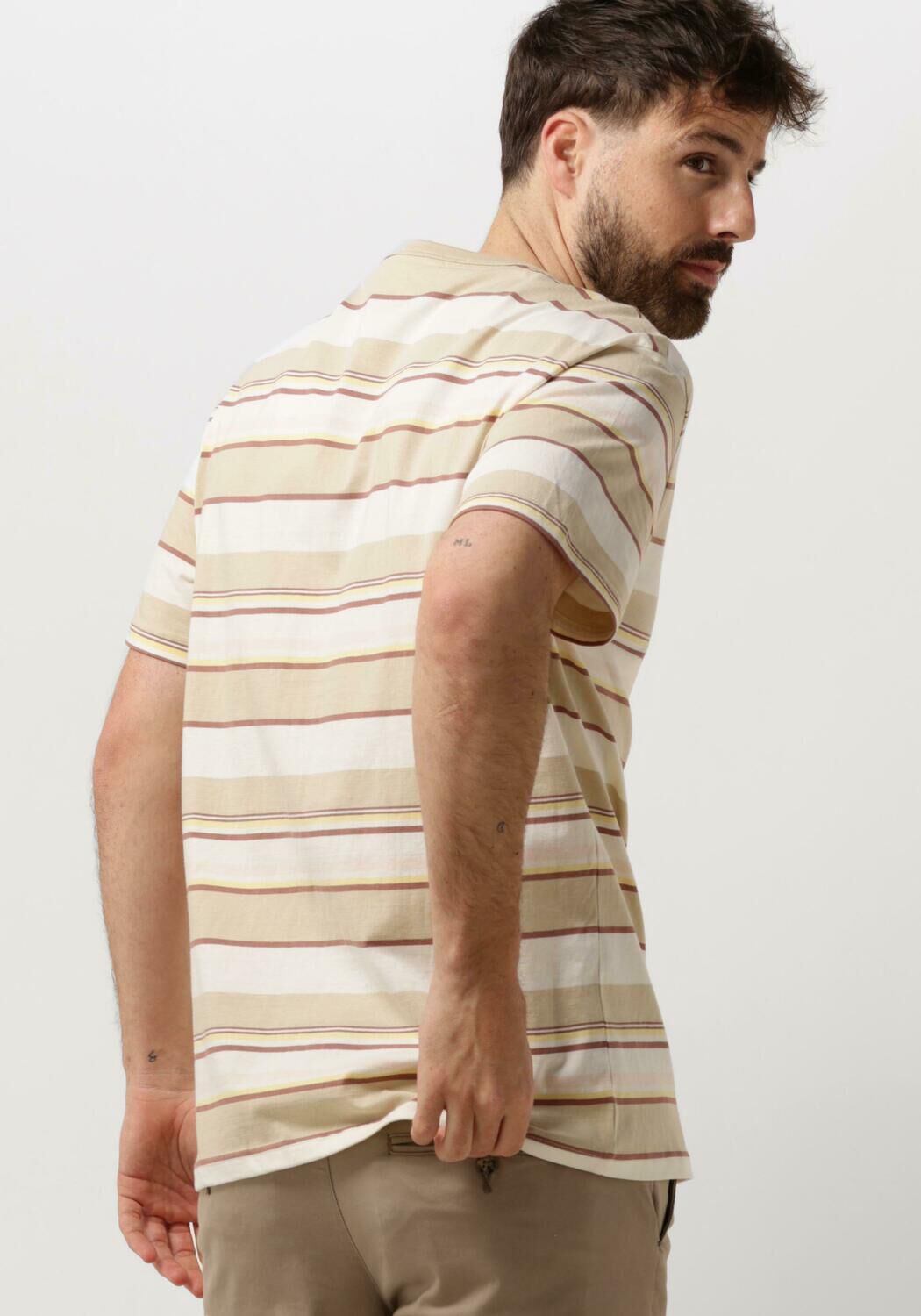 ANERKJENDT Heren Polo's & T-shirts Akkikki S s Stripe Tee Beige