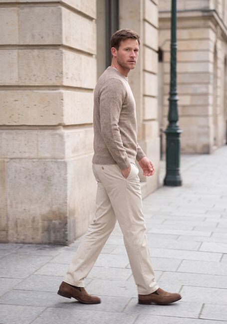Beige PROFUOMO Trui PULLOVER CREW NECK 80/20 - large