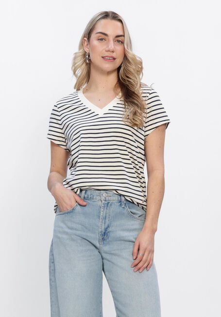 Blauwe MOS MOSH T-shirt MMKALA V-SS STRIPE TEE - large