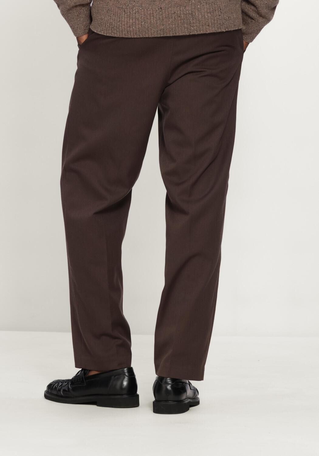Bruine SELECTED MEN Pantalon SLM220-LOOSE LUKE WOOL BLEND PANT - large
