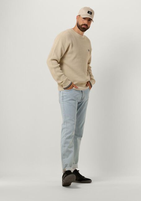 Beige FRED PERRY Trui WAFFLE STITCH CREW NECK JUMPER - large