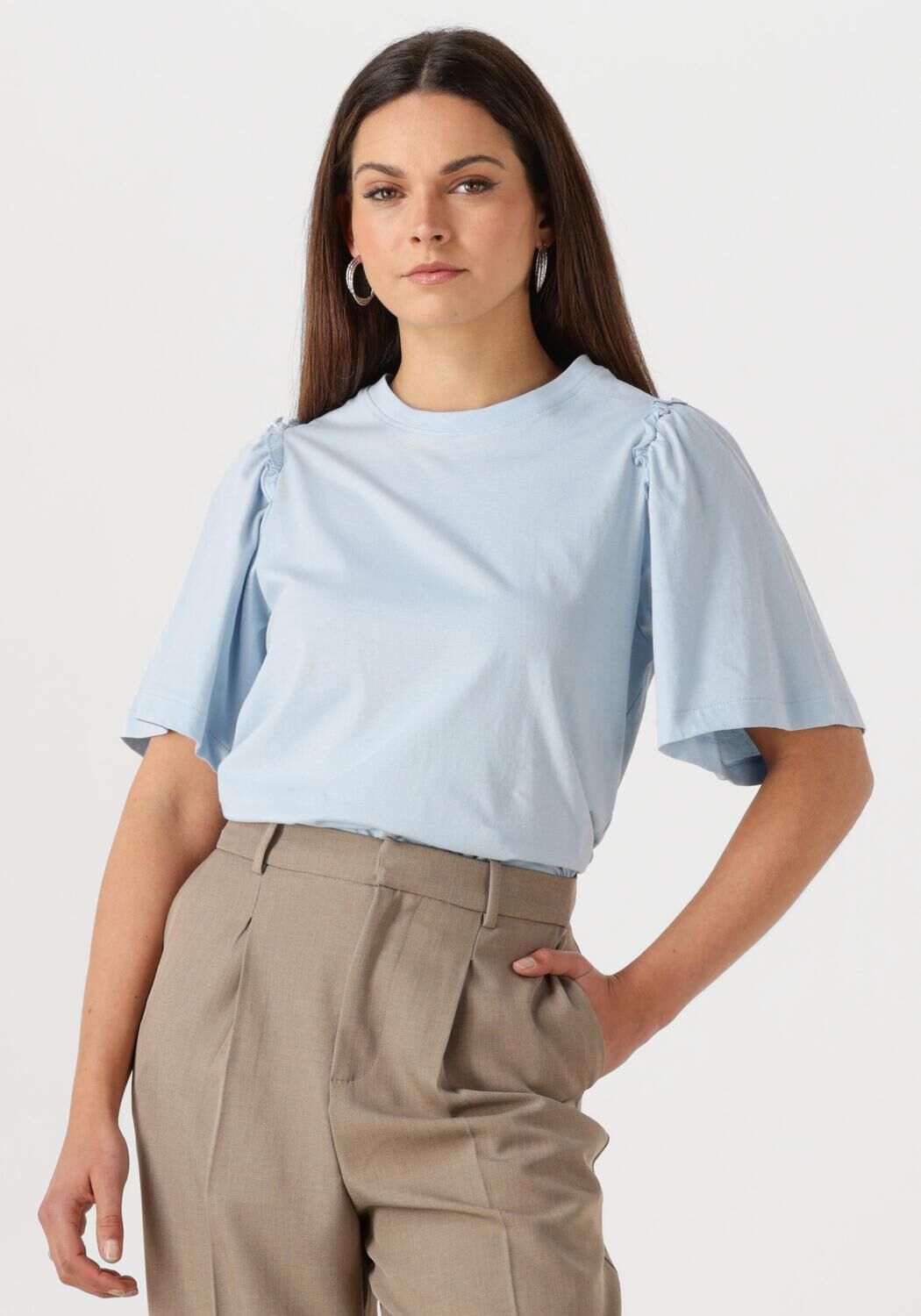 SELECTED FEMME Dames Tops & T-shirts Slfpenelope 2 4 Ruffle Tee Lichtblauw