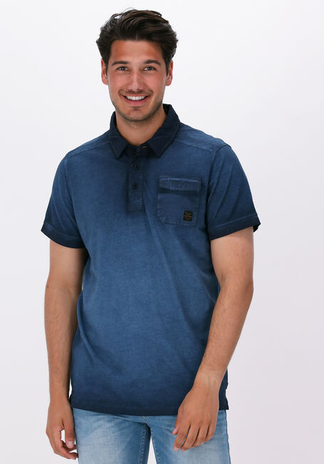 Donkerblauwe PME LEGEND Polo SHORT SLEEVE POLO LIGHT PIQUE COLD DYE - large