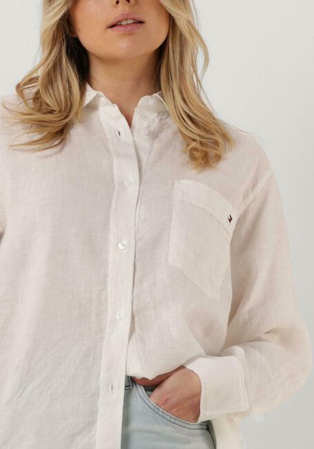 Witte TOMMY HILFIGER Blouses LINEN OVERSIZED SHIRT LS - large