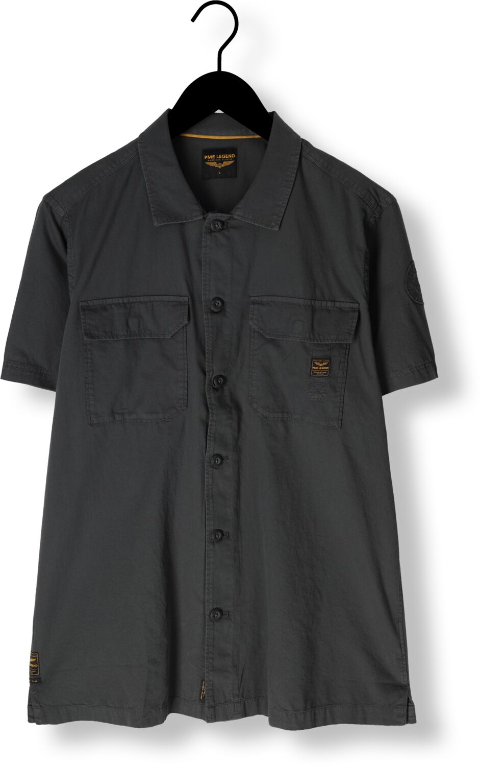 PME LEGEND Heren Overhemden Short Sleeve Shirt Ctn Bedford Donkergrijs