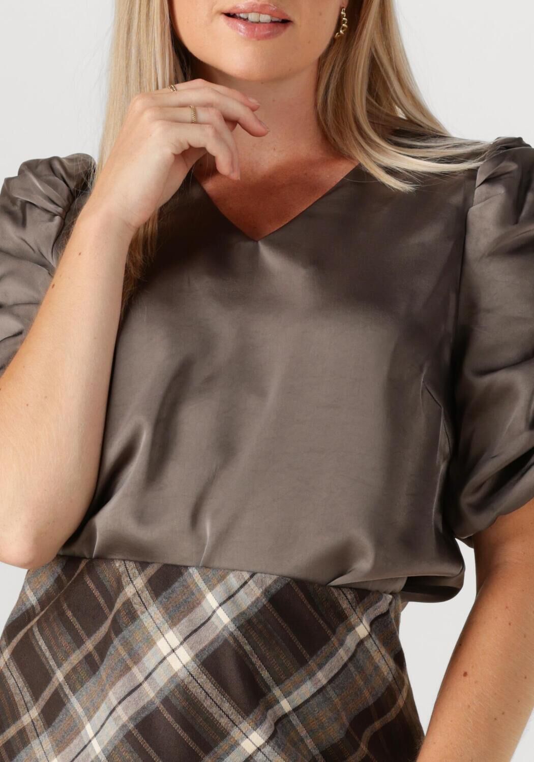 NEO NOIR Dames Blouses Elba Heavy Sateen Blouse Donkergrijs