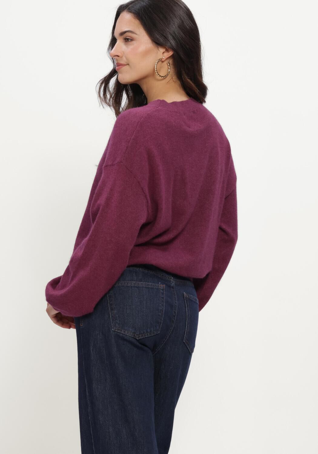 Paarse TWNS Trui LONG PUFFED SLEEVES ROUND NECK JUMPER - large