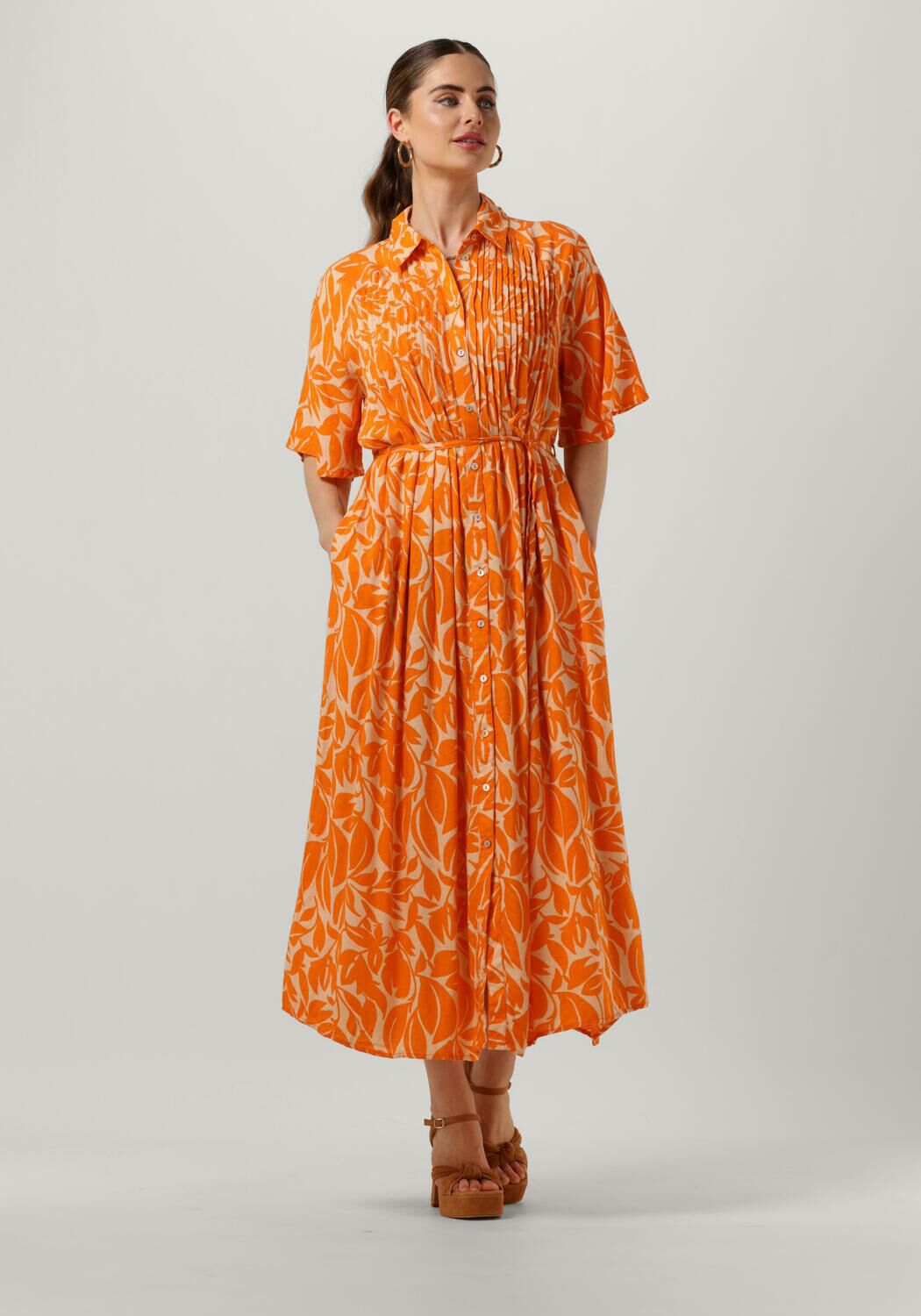 oranje y.a.s. midi jurk yaslefira 2 4 long shirt dress s
