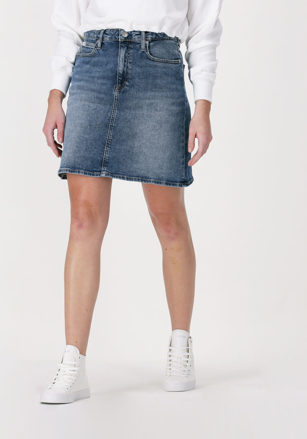 blauwe calvin klein spijkerrokken hr a line mini skirt