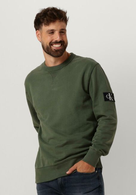 Donkergroene CALVIN KLEIN Sweater BADGE CREW NECK - large