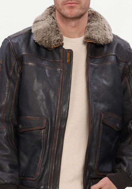 Bruine PME LEGEND Leren jas SHORT JACKET SNOWPROP RUBBED & SHADED SHEEP - large