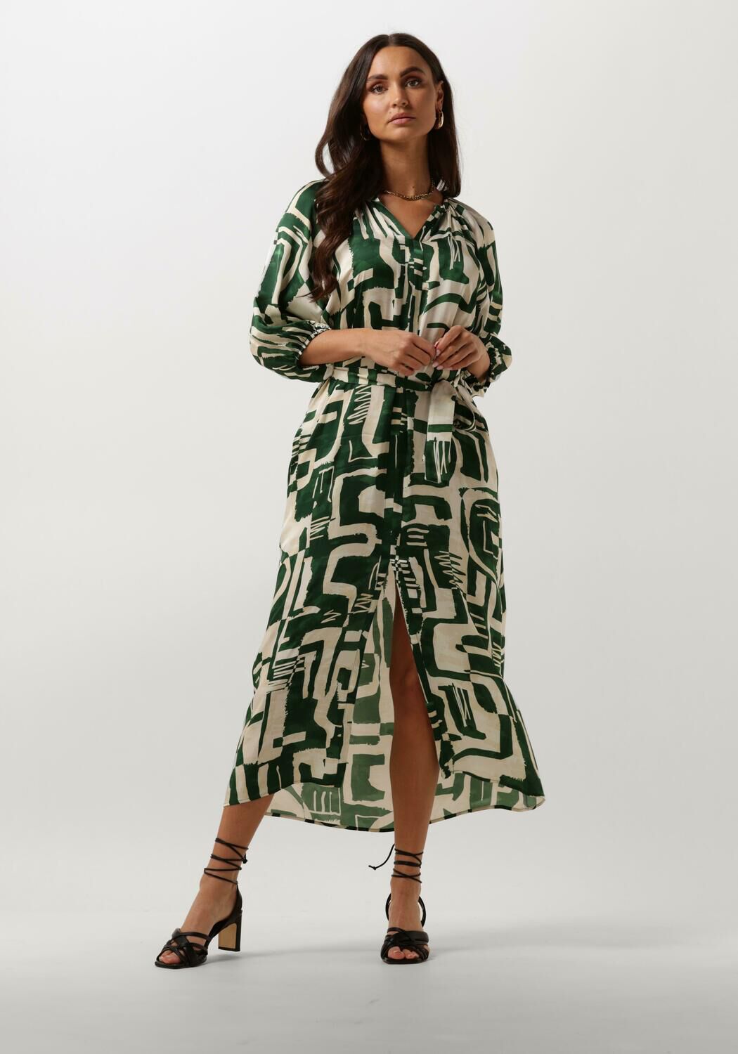 Caroline Biss Elegante Witte Midi Jurk Multicolor Dames Kledingwinkel