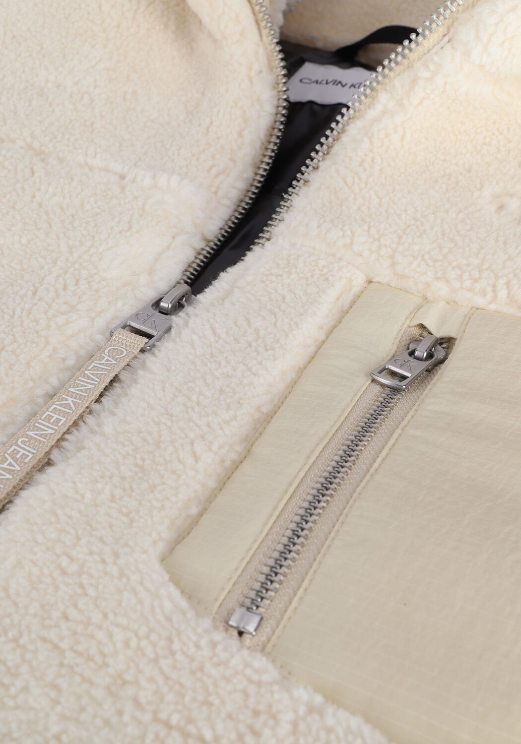 Creme CALVIN KLEIN Teddy jas BACK EMBROIDERY SHERPA JACKET - large