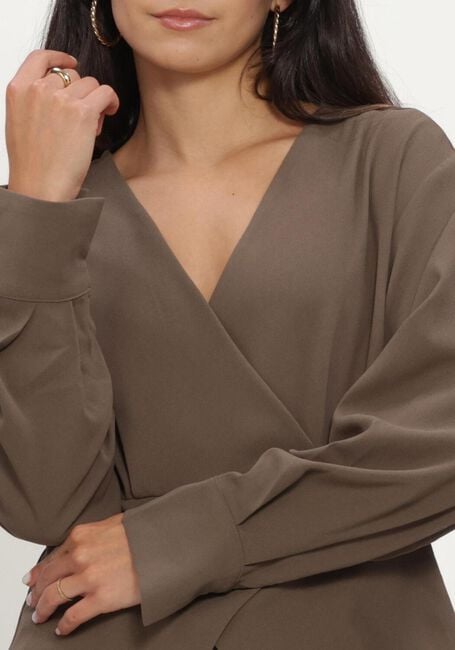 Taupe NEO NOIR Blouses RELINE CREPE BLOUSE - large