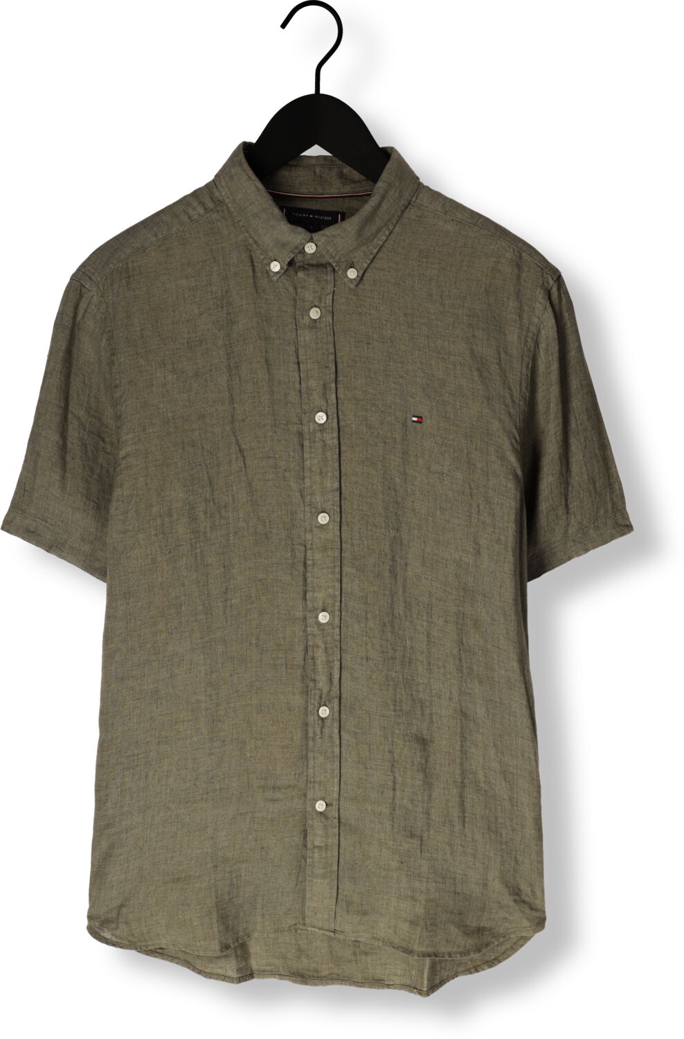 TOMMY HILFIGER Heren Overhemden Pigment Dyed Linen Rf Shirt S s Groen