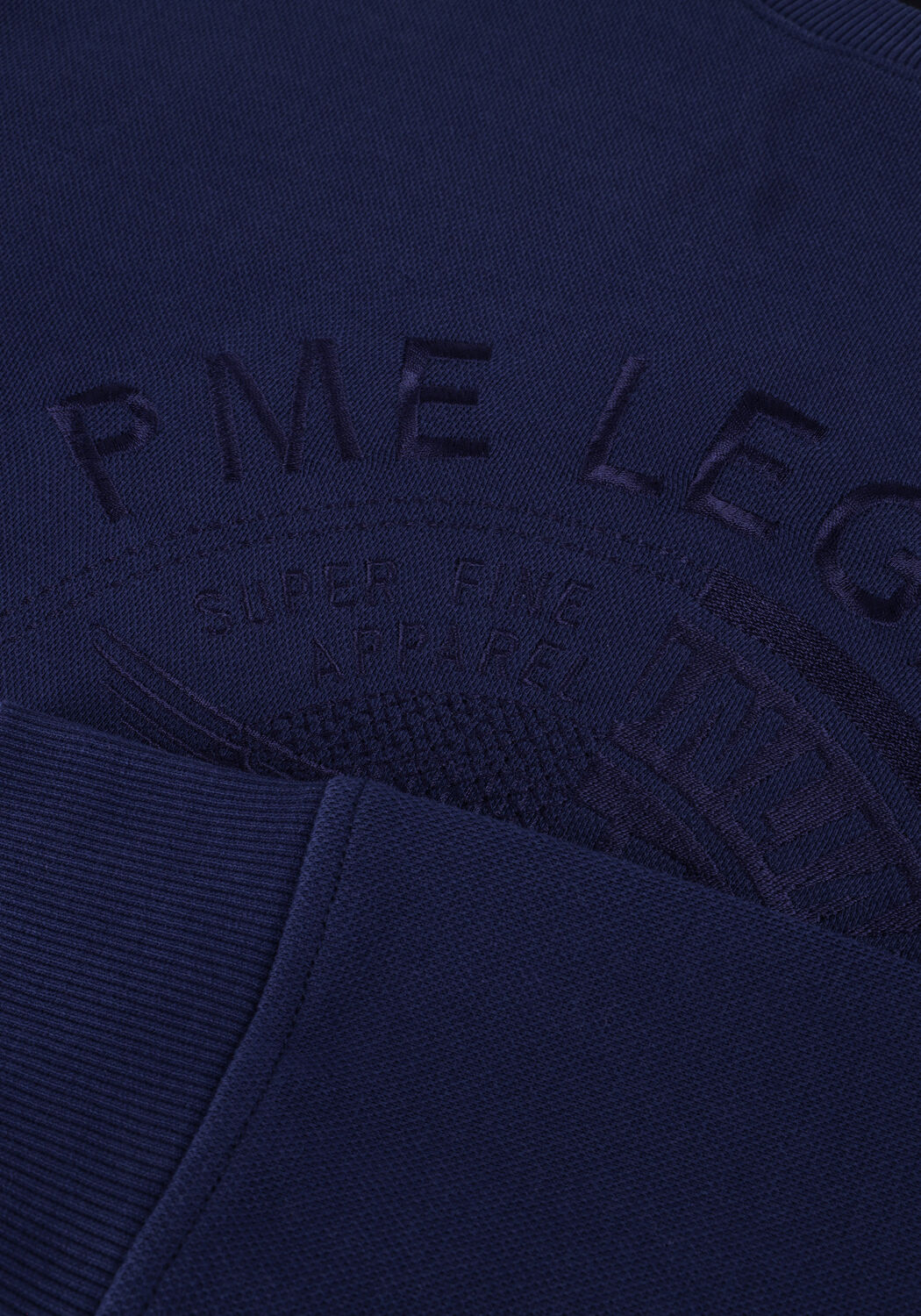 Donkerblauwe PME LEGEND Trui CREWNECK PIQUE DOUBLE FACE SWEAT - large