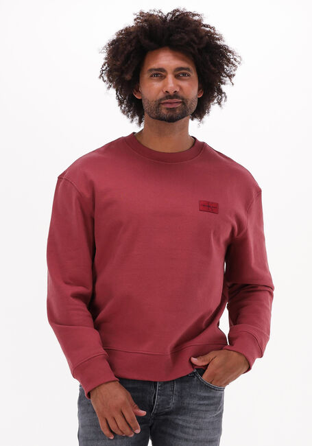 Rode CALVIN KLEIN Sweater SHRUNKEN BADGE CREW NECK - large