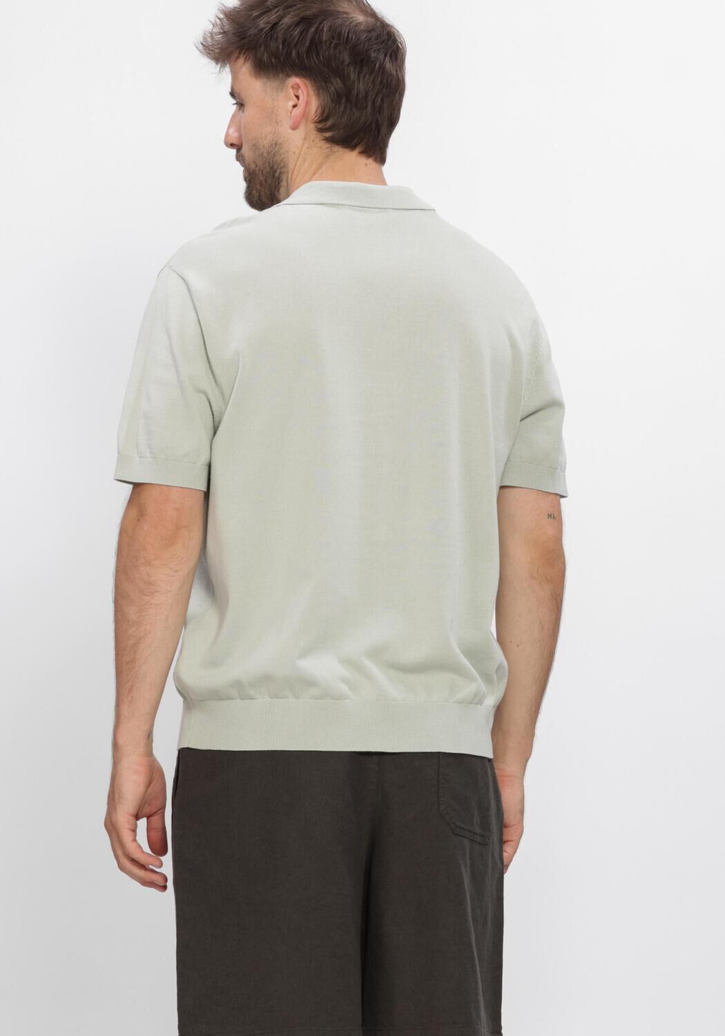 Groene SELECTED MEN Polo SLHTORINO SS KNIT RELAXED OPEN  POLO - large