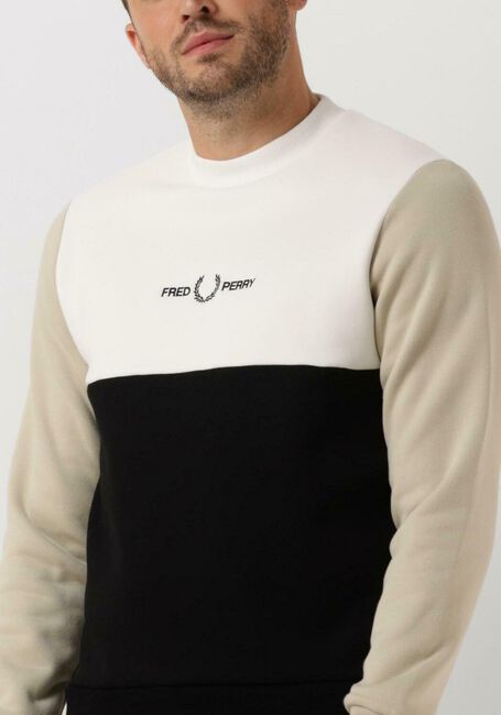Grijze FRED PERRY Sweater COLOUR BLOCK SWEATSHIRT - large