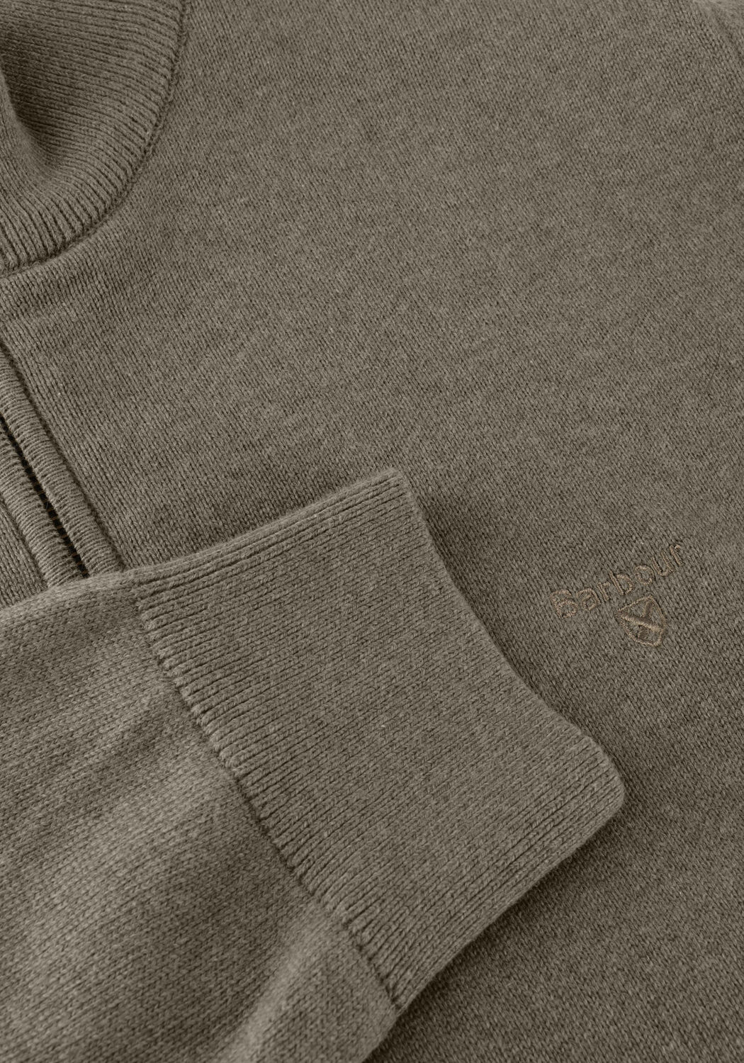 Khaki BARBOUR Trui COTTON HALF ZIP KNITTED JUMPER - large