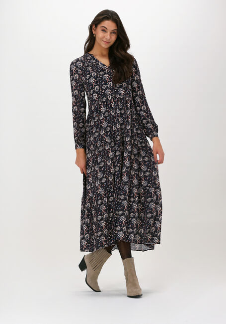 Zwarte BY-BAR Midi jurk JULIA NIGHT FLOWER DRESS - large