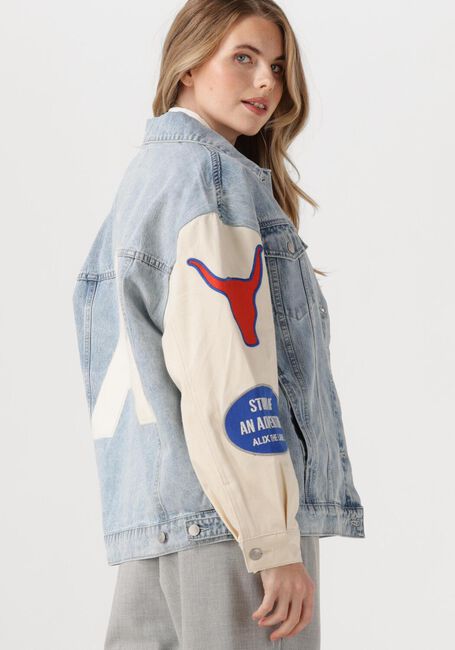 Blauwe ALIX THE LABEL Spijkerjas LADIES WOVEN MIXED SLEEVES DENIM JACKET - large