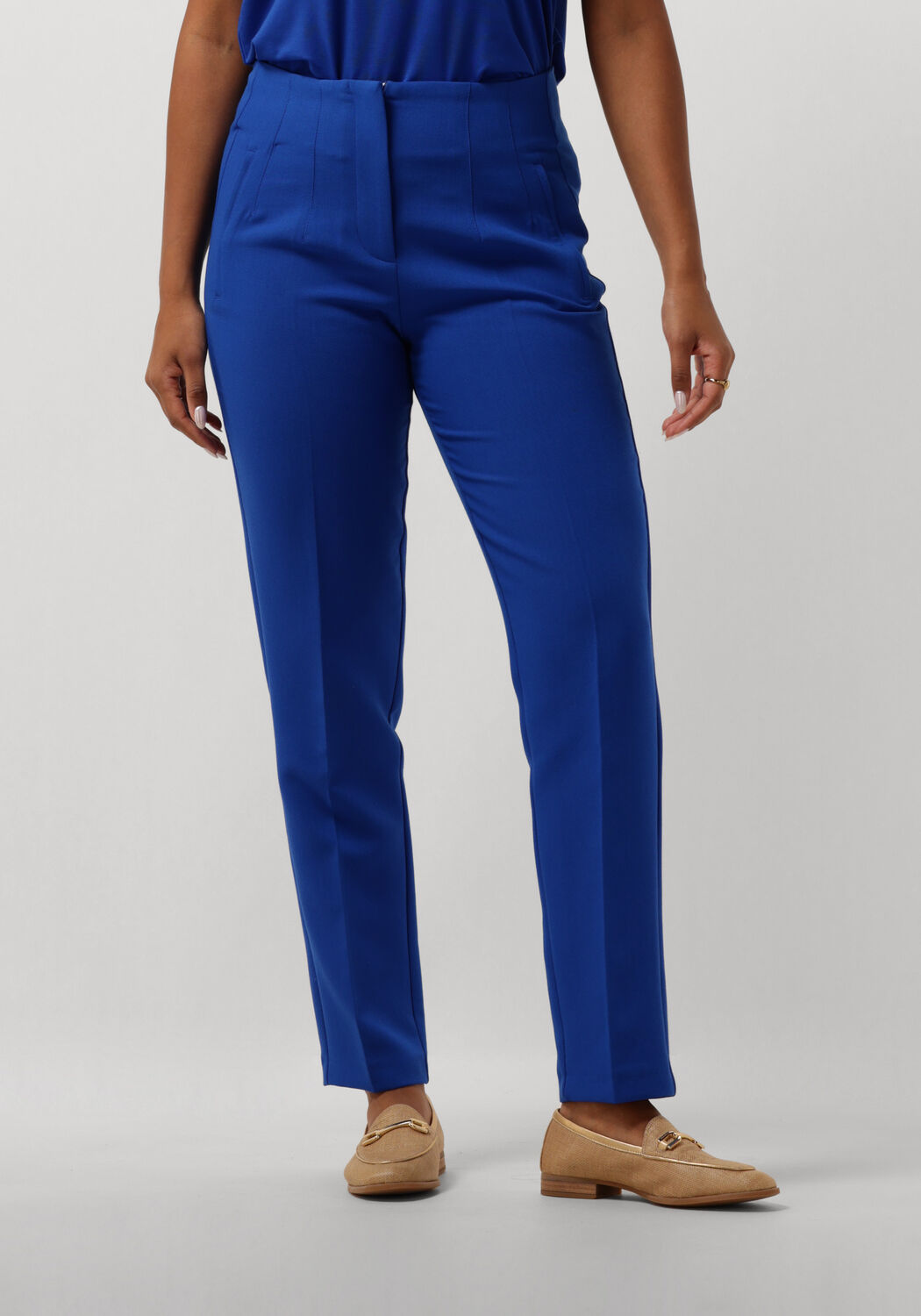 JANSEN AMSTERDAM Dames Broeken Wq440 Woven High Waisted Ankle Pants Blauw