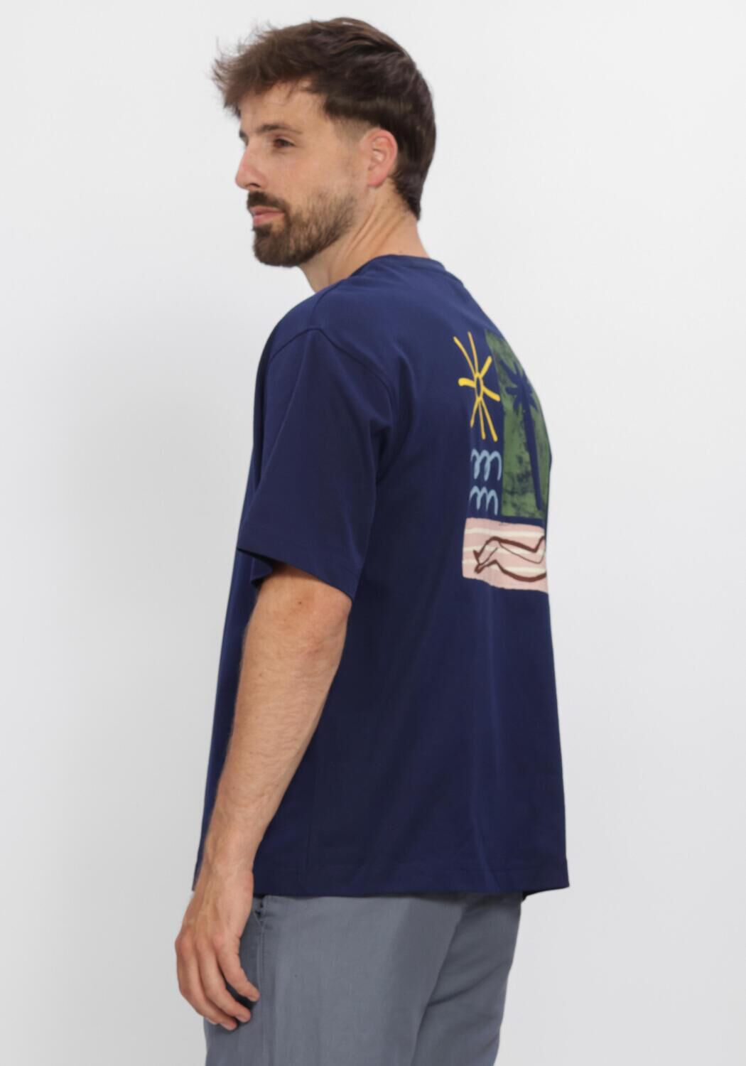 Blauwe SELECTED MEN T-shirt SLHRELAXNORMAN LICENSE SS TEE - large