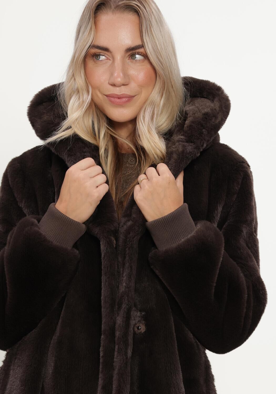 Bruine MOSCOW Faux fur jas 08-08-NADJANA-4 - large