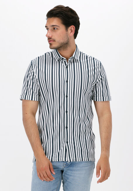 Gebroken wit CAST IRON Casual overhemd SHORT SLEEVE SHIRT KNITTED STRIPE WITH STRUCTURE - large
