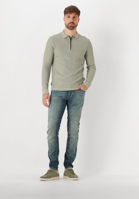 Groene CAST IRON Polo LONG SLEEVE POLO COTTON MODAL - large