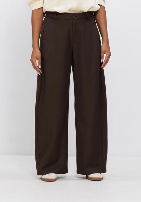 Bruine NEO NOIR Wijde broek ESSIALL STRUCTURE PANTS - large