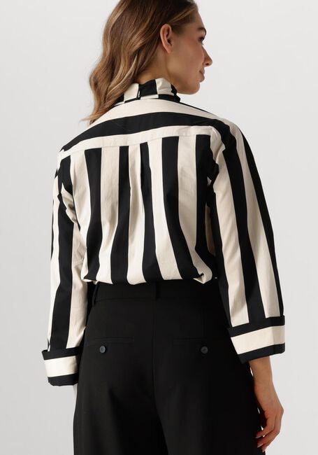 Zwarte SUMMUM Blouses BLOUSE BOW STRIPE PRINTED - large